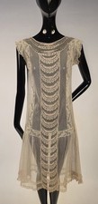 DAINTY + SWEET FLAPPER 1920S NET + LACE INSERT TEA DRESS 