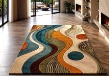 Hand-Tufted Rug, Wool Area Luxury Living Room Abstract Modern Handmade Carpet.