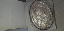 Quadretto Ovale Madonna con Bambino in lamina d'argento su legno