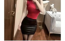 Women Fashion Real Leather Slim High Waist Skirt Nightclub Streetwear
