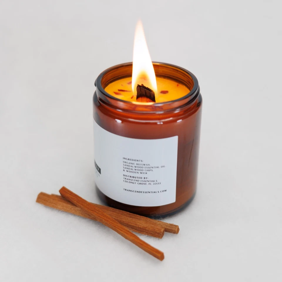 Sultry Sandalwood Organic Beeswax Candle - Image 2 of 3