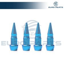 4 Pcs Sky Blue Spiked Shape Tire Valve Stem Caps Car Wheel For Car Aluminum
