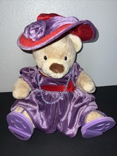 BuiLd A Bear Purple & Red Velveteen Holiday Dress Bear Red Hat