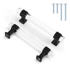 5 PCS 31/2 Inch Cabinet Pulls Black Matte Clear Acrylic Drawer Hardware