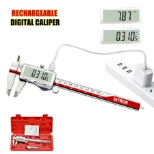 6"Rechargeable Digital Caliper with Stainless Steel Ruler&Large LCD Reado