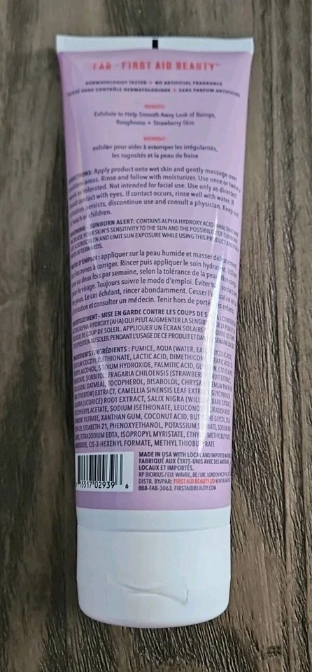 First Aid Beauty KP Bump Eraser Body Scrub W/ 10% AHA Fresh Strawberry ~ 8 oz - Image 2 of 2
