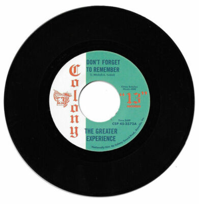 The GREATER EXPERIENCE- Don't Forget To Remember / Same - CSP 45-2572