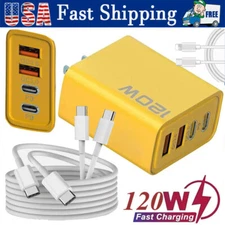 120W 4-Port USB C Fast Wall Charger Block For All Cell Phone iPad Lot