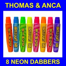 Bingo Dabbers Markers for Bingo Tickets Fluorescent Neon Ink Slimline  8 15ml 