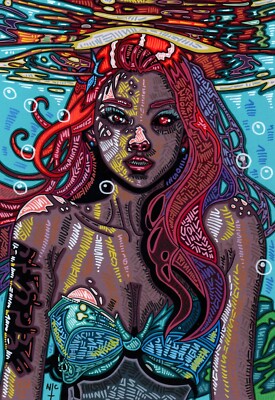 ORIGINAL COMIC ART, 8 x 12 INCH INK PEN ON ART PAPER, disney, the little mermaid