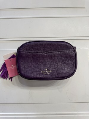 Kate Spade Kourtney Camera Bag Purple Suede Pebbled Leather Purse Crossbody NWT