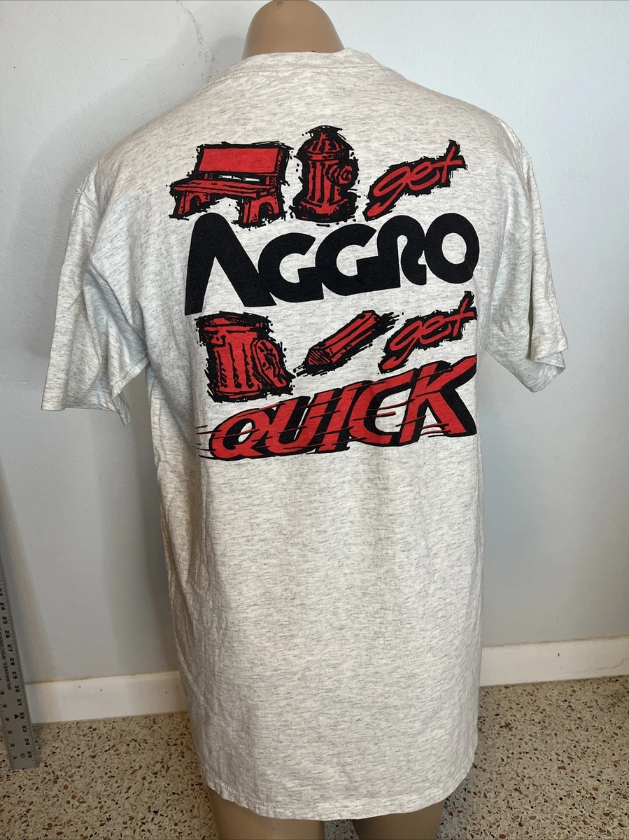 Vintage 80’s AGGRO TRACKER TRUCKS Skateboard T shirt XL Dead Stock ALVA Powell