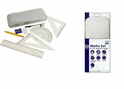 Compact MATHS GEOMETRY SET Compass Ruler Protractor Sharpener SCHOOL ...