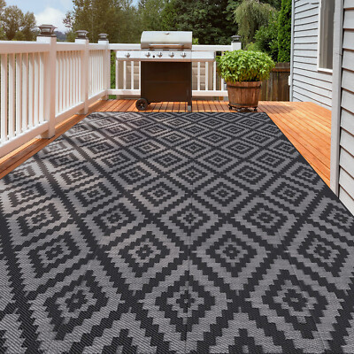9x12' Large Reversible Outdoor Rug Waterproof RV Area Rug Camping Rug Mat Home