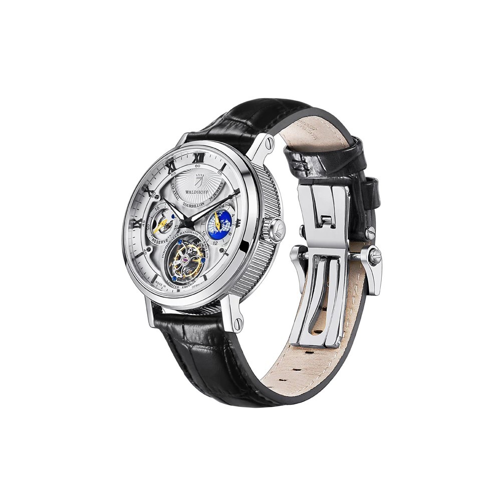WALDHOFF Ultramatic Diamond Bay Silver Tourbillon Men Luxury Watch