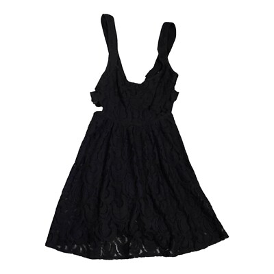 blue chest dresser Black Mini Dress Tie Back Jacquard Fabric