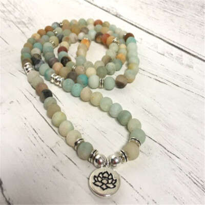 6mm Frosted Amazonite Stone 108 Beads Men's Bracelet Prayer Handmade