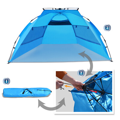 98  x 53  x51   Easy Up Pop up Instant Beach Tent Canopy Sun Shelter Blue Large