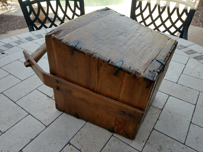 Antique Chinese Wooden Rice Bucket Homemade Rustic and Beautiful