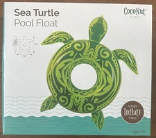 NIB Large Inflatable Pool Float Sea Turtle 64 in. X 57 in. Large Inflate Valve