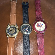3 Wrist Watch UNITRON CONSORT Confetti Rhinestone Tick Tock Santa Claus SET❤️tb
