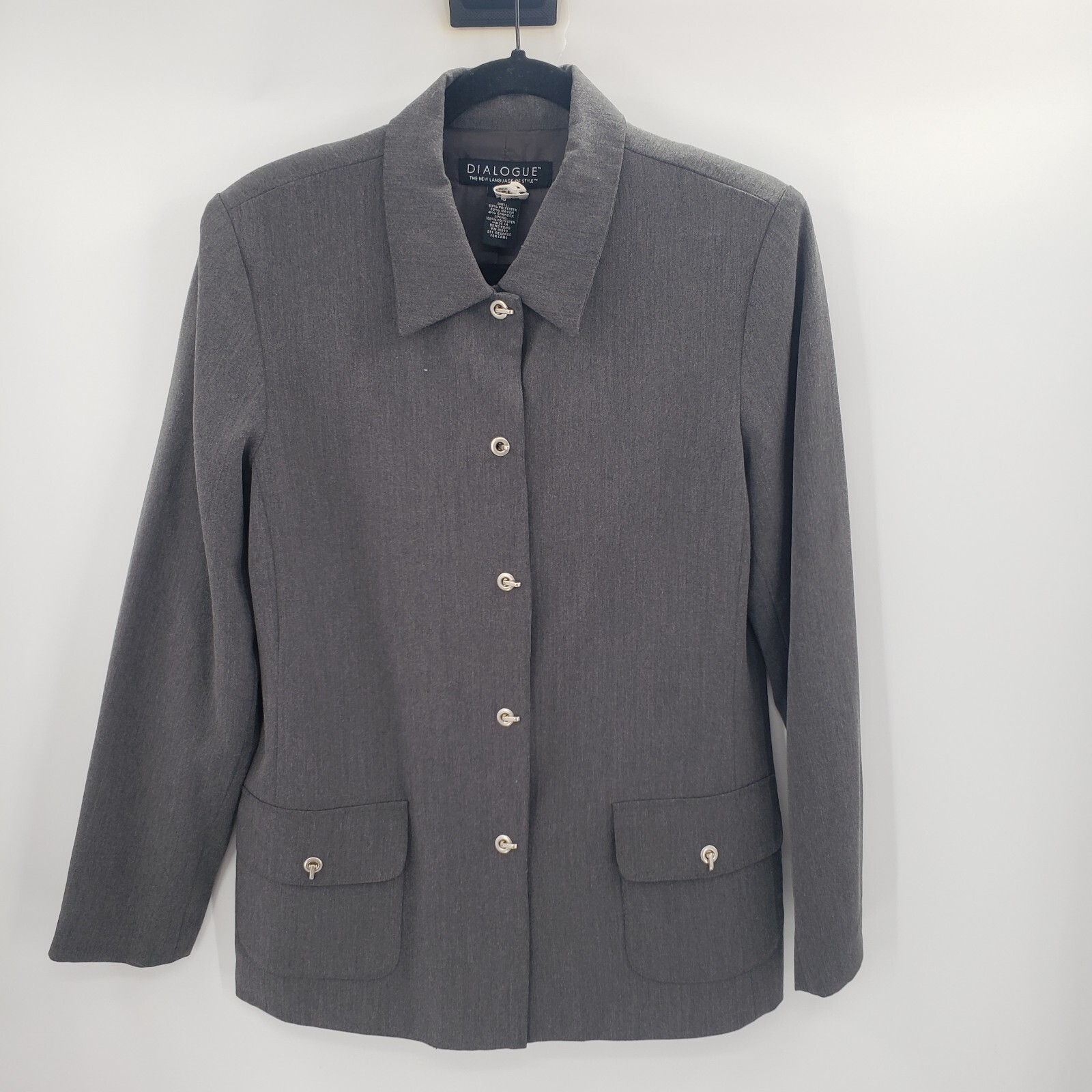 Dialogue Gray Toggle Button Up Jacket Blazer Wome… - image 12