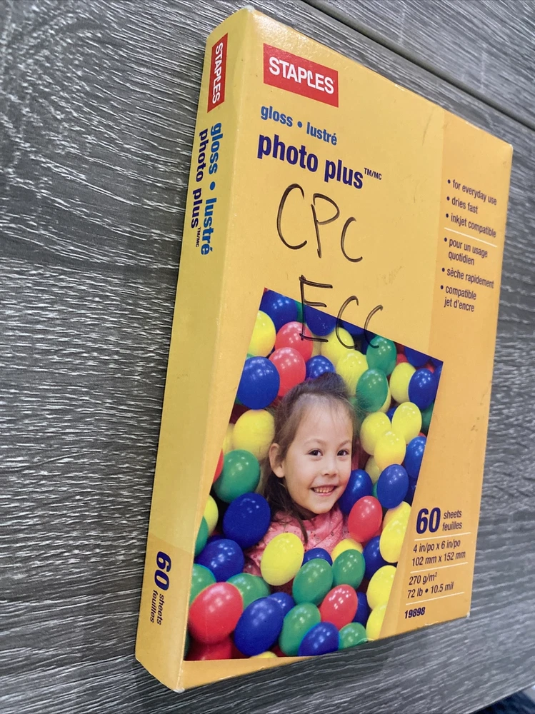 Staples Photo Plus 4 X 6 inch glossy photo printer paper 60 sheets Inkjet Best Staples Photo Plus 4 X 6 inch glossy photo printer paper 60 sheets Inkjet Best