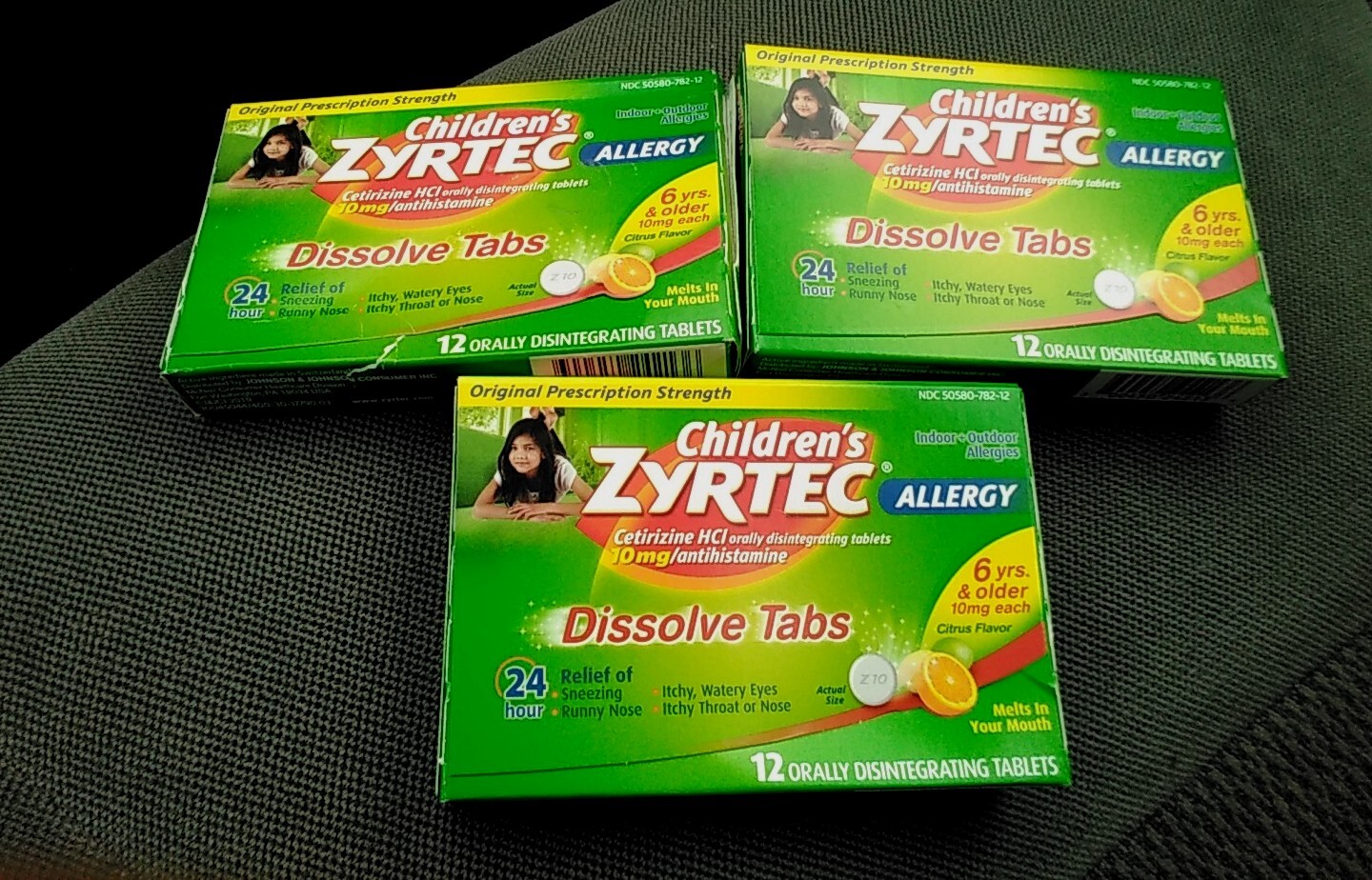 Lot of 3 Zyrtec Children's Allergy Dissolve Tabs Citrus Flavor 36