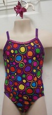 Costume leotard foil circles girls sizes Camisole Purple bright dots