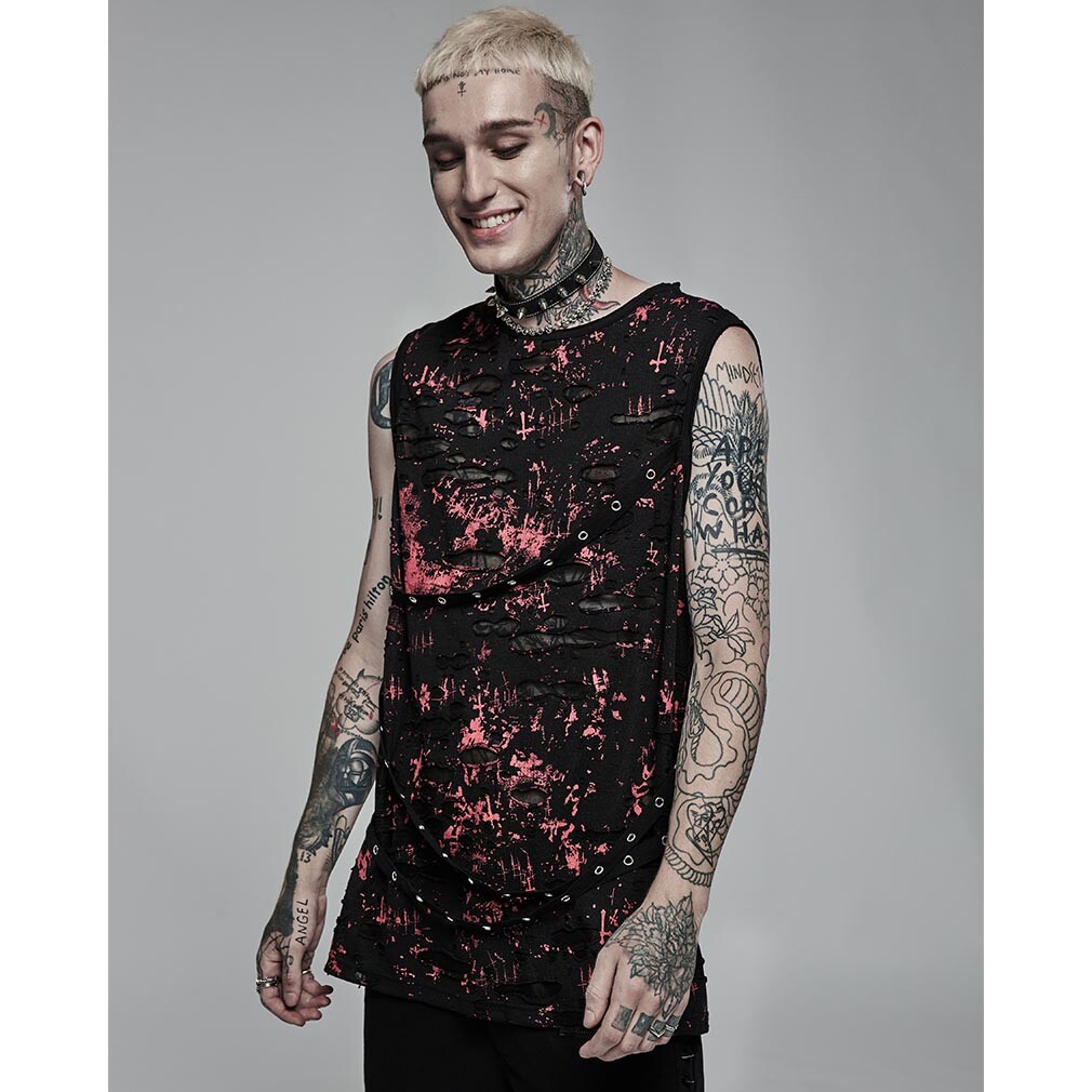 ALTRA Tank Top Punk Rave Cicatrici e ceneri effetto invecchiato grunge punk