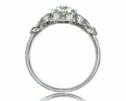 2 Ct Round Cut Simulated Diamond Women's Vintage Ring 14k White Gold ...