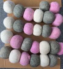 Valentine's Day Wool Felt Garland 6' ft Pom-Pom Pink Gray Ivory Love  Cupcakes