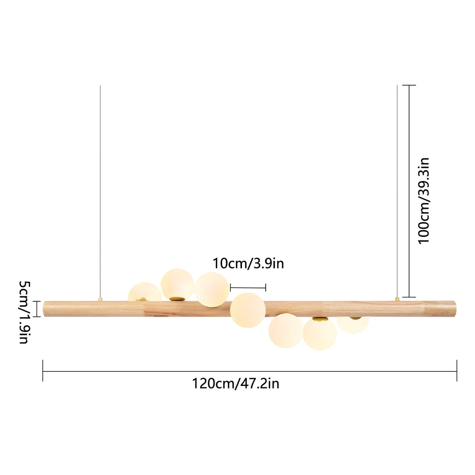 Lámpara colgante de 7 cabezales lámpara de techo con burbujas de vidrio lineal Foto 2 de 4