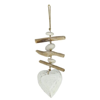 Windspiel Herz weiß ca. 35 - 40 cm Wind chime heart white
