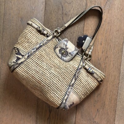 Coach Hampton's Python Straw Turn Lock Tote | eBay