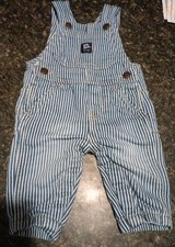 Vintage Oshkosh Baby B'Gosh Vestbak Railroad Striped Overalls 3 MOS.