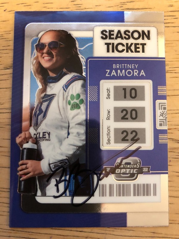 BRITTNEY ZAMORA AUTOGRAPH 2022 PANINI CHRONICLES CONTENDERS #10 SEASON TICKET