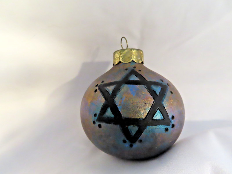 Star of David Christmas  Gourd Signed Dated Hand Painted Folk Art