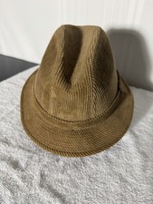 Vintage Beacon Hill Brown Corduroy Fedora Hat 100 Percent Cotton Size S