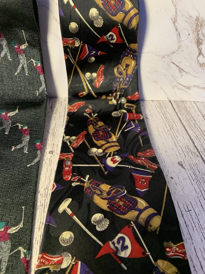 Conjunto de gravata Jack Nicklaus ação golfe swing feito nos EUA gravata de seda lote de 2 - Imagem 3 de 4