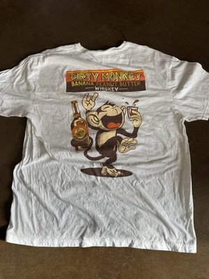 Dirty Monkey Banana Peanut Butter Whiskey Graphic T shirt Sz XLarge White Funny