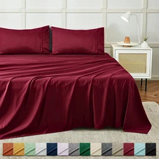 Bed Sheet Set 4 Piece Deep Pocket Luxury Brushed Microfiber Sheet Set Full Queen