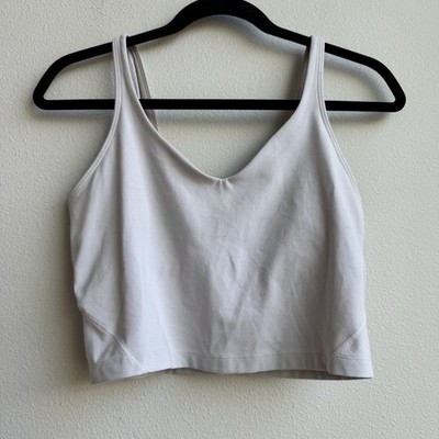 Lululemon Align Tank White Linen Cropped Strappy Nulu Fabric Size 8 A / B Cup