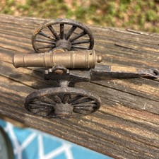 Vtg Cast Iron Brass Cannon Toy Stamped Gettysburg PA Artillery