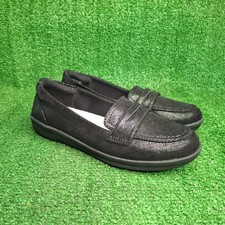 Cloudsteppers by Clarks Casual Black Metallic Fabric Loafers Sz 6 M Excel Cond