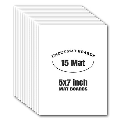 5x7 Uncut Picture Mat Boards, 15 Pack | Matte Backing 5x7 - 15 Pack White