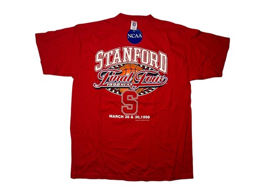 Vtg 90s 1998 FINAL 4 FOUR Team Red STANFORD CARDINAL BASKETBALL SHIRT Men XL Nwt