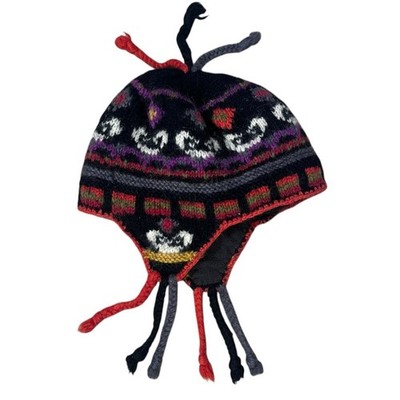 Boulder World Wool Earflap Beanie Fleece Lined Tassels Ski Snow Winter Hiking