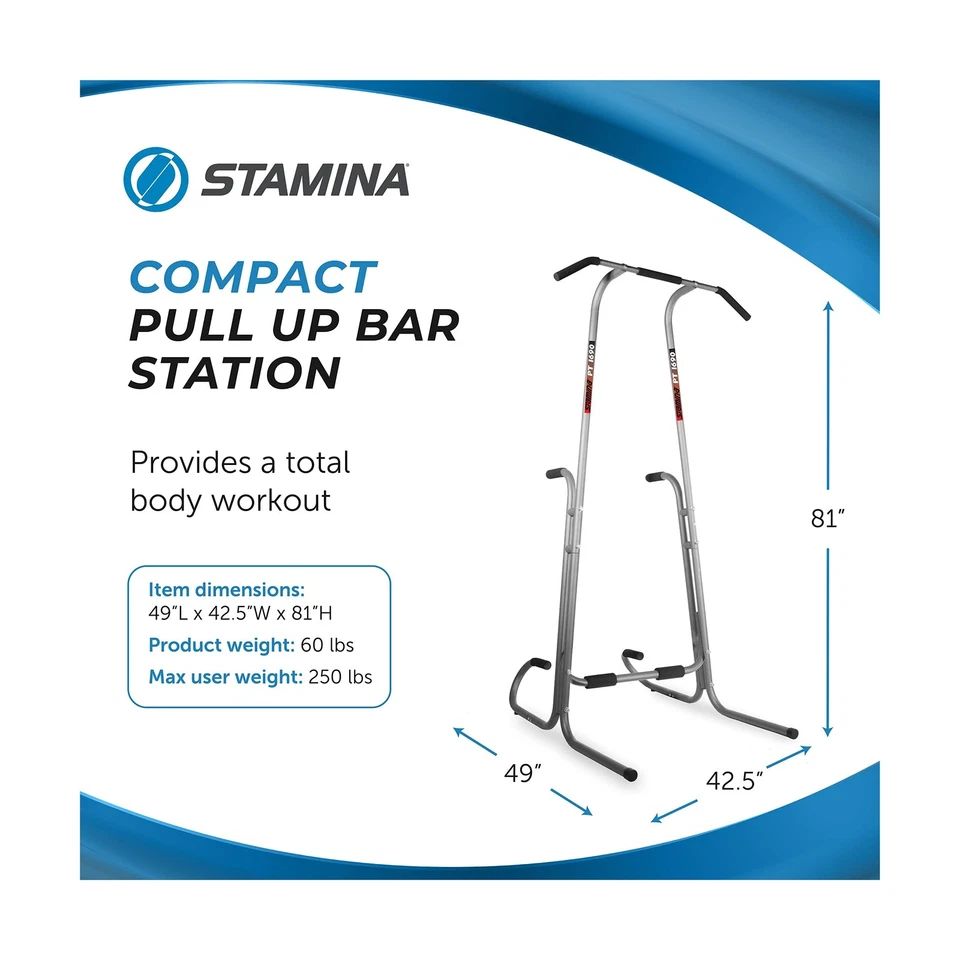 Stamina Power Tower - Dip Bar Pull Up Bar Station with Smart Workout App - Di... - Image 3 of 4