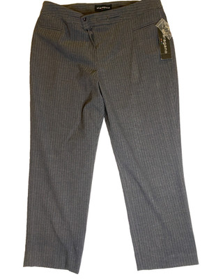Sharagano Women's 12  26'' Inseam Grey Pin Stripe Slacks Wide Leg Pants Stretch